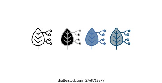 
Biomimetic icon set multiple style collection with leaf and artificial nerve design