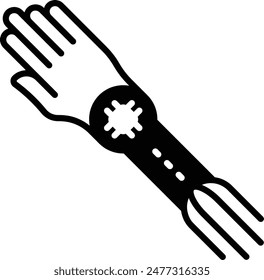 bionic arm executing actions vector design, Artificial general intelligence symbol, Natural Language Processing sign, Machine Deep Learning illustration, biomedical engineering limb concept