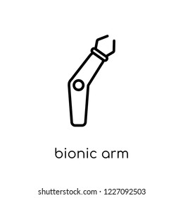 bionic arm icon. Trendy modern flat linear vector bionic arm icon on white background from thin line Artificial Intelligence, Future Technology collection, outline vector illustration