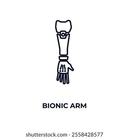 bionic arm outline icon. Linear vector from ai and tech concept. Thin line bionic arm icon isolated on white background