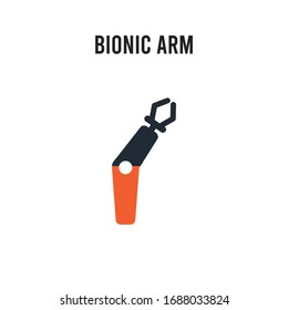 Bionic arm vector icon on white background. Red and black colored Bionic arm icon. Simple element illustration sign symbol EPS