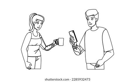bionic arm vector. arm, technology, artificial, bionic, hand, cyborg, innovation robotic, science, future human, finger futuristic prosthetic bionic arm character people flat cartoon illustration