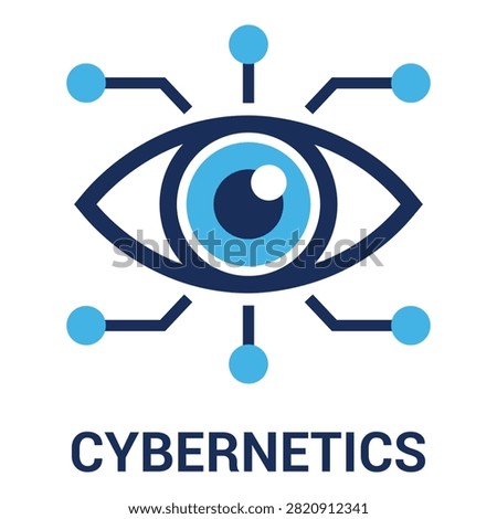 Bionic cybernetic human eye optical scanner concept future technology smart digital solid vector illustration graphic sign