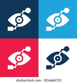 Bionic Eye blue and red four color minimal icon set