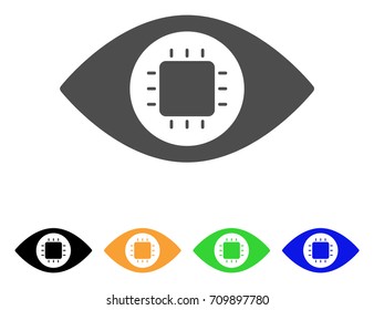 Bionic Eye Circuit vector pictograph. Style is a flat graphic symbol in grey, black, yellow, blue, green color versions. Designed for web and mobile apps.