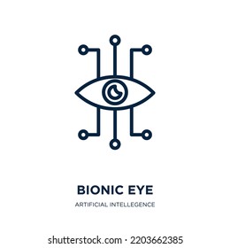 bionic eye icon from artificial intellegence and future technology collection. Thin linear bionic eye, robot, intelligence outline icon isolated on white background. Line vector bionic eye sign, 