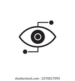 Bionic eye icon black and white vector outline sign