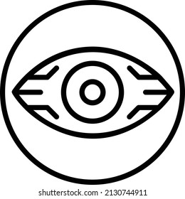 Ionisches Augensymbol. Cyberpunk-Zeichen und Symbol. Exoskelett und Hochtechnologie.