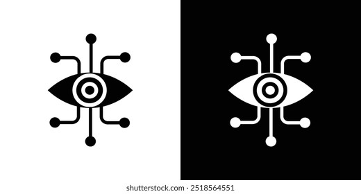 Bionic eye icon Flat fill set collection