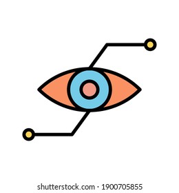 Bionic eye icon. Thin linear bionic eye outline icon isolated on white background from artificial intellegence and future technology collection color editable