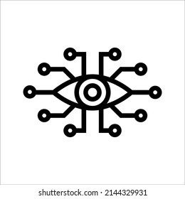 Bionic eye icon. Thin linear bionic eye outline icon isolated on white background from artificial intellegence and future technology collection. Line vector sign, symbol for web and mobile