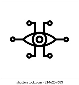 Bionic eye icon. Thin linear bionic eye outline icon isolated on white background from artificial intellegence and future technology collection. Line vector sign, symbol for web and mobile