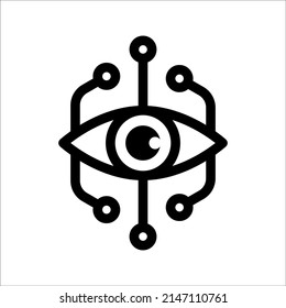 Bionic eye icon. Thin linear bionic eye outline icon isolated on white background from artificial intellegence and future technology collection. Line vector sign, symbol for web and mobile