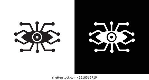 Bionic eye icon Vector flat thin line illustration