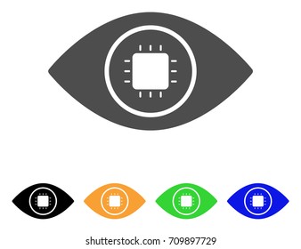 Bionic Eye Lens vector pictogram. Style is a flat graphic symbol in gray, black, yellow, blue, green color variants. Designed for web and mobile apps.