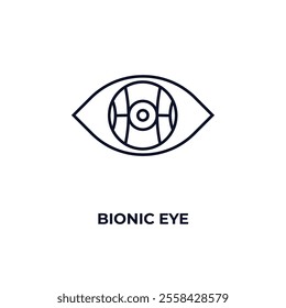 bionic eye outline icon. Linear vector from ai and tech concept. Thin line bionic eye icon isolated on white background