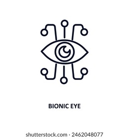 bionic eye outline icon.  Thin line icon from artificial intellegence and future technology collection. Editable vector isolated on white background