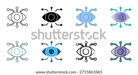 Bionic eye set multiple style vector collection. Editable stroke 
