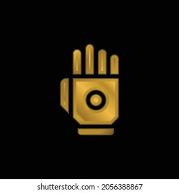 Bionic Hand gold plated metalic icon or logo vector