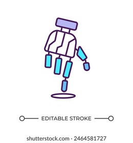 Bionic hand RGB color icon. Robotic hand touches water. Prosthetic implant. Human-like hand. Artificial limb. Isolated vector illustration. Simple filled line drawing. Editable stroke