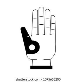 Bionic hand symbol on black white colors