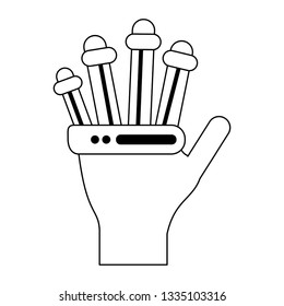 Bionic hand technology symbol in black and white