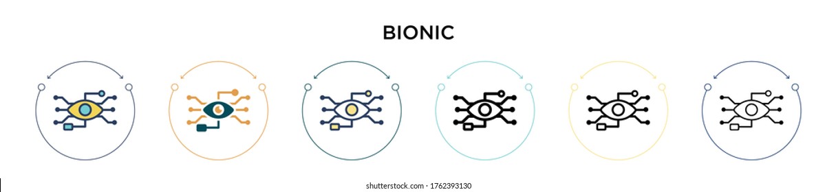 Bionic icon in filled, thin line, outline and stroke style. Vector illustration of two colored and black bionic vector icons designs can be used for mobile, ui, web