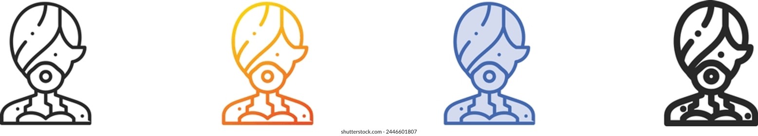 bionic icon.Thin Linear, Gradient, Blue Stroke and bold Style Design Isolated On White Background