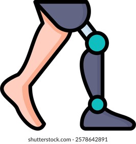 Bionic Leg Icon Lineal Color Vector Illustration