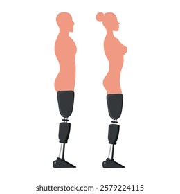 Bionic leg prosthesis concept or amputated limb. Disabled person. Fulfilling life without the lost limbs of the body