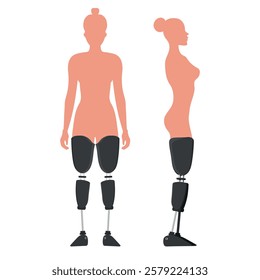 Bionic leg prosthesis concept or amputated limb. Disabled person. Fulfilling life without the lost limbs of the body