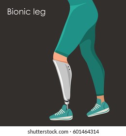 Bionic Leg, Prosthesis Limb. Vector Isolated Illustration.