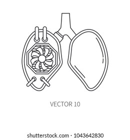 Bionic lungs prosthesis line icon. Bionic prosthesis. Biotechnology futuristic medicine. Future technology. Medical artificial mechanical robot implant sign and symbol. Transplantation. Cyborg.