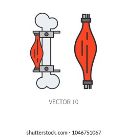 Bionic muscle prosthesis line icon. Bionic prosthesis organ. Biotechnology futuristic medicine. Future technology. Medical artificial mechanical robot implant sign and symbol. Limb. Transplantation.