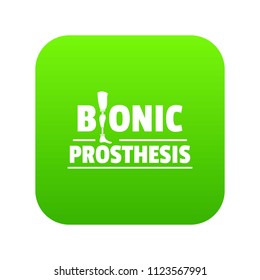 Bionic prosthesis icon green vector isolated on white background
