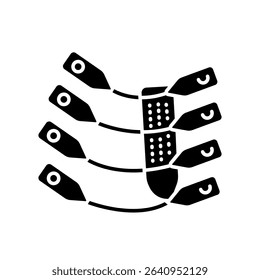 bionic rib prosthesis black glyph icon for digital and print projects.  Minimal clean icons for apps and websites. Modern simple icons for UI UX and branding