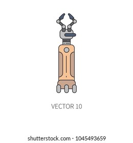 Bionic robot arm prosthesis line icon. Bionic prosthesis limb. Biotechnology futuristic medicine. Future technology. Medical artificial mechanical cyborg implant sign and symbol. Transplantation.