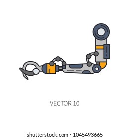 Bionic robot arm prosthesis line icon. Bionic prosthesis limb. Biotechnology futuristic medicine. Future technology. Medical artificial mechanical cyborg implant sign and symbol. Transplantation.