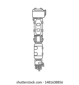 Bionic robot arm prosthesis line icon. Bionic prosthesis limb. Biotechnology futuristic medicine. Future technology. Medical artificial mechanical robot implant sign and symbol. Transplantation.
