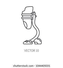 Bionic robot leg prosthesis line icon. Bionic prosthesis limb. Biotechnology futuristic medicine. Future technology. Medical artificial mechanical cyborg implant sign and symbol. Transplantation.