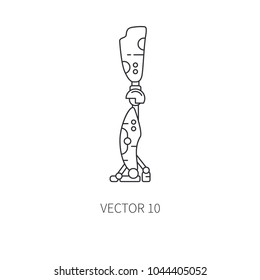 Bionic robot leg prosthesis line icon. Bionic prosthesis limb. Biotechnology futuristic medicine. Future technology. Medical artificial mechanical cyborg implant sign and symbol. Transplantation.