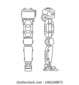 Bionic robot leg prosthesis line icon. Bionic prosthesis limb. Biotechnology futuristic medicine. Future technology. Medical artificial mechanical robot implant sign and symbol. Transplantation.
