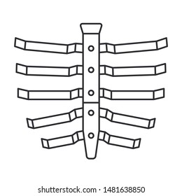 Bionic robot slats, rib cage prosthesis line icon. Bionic prosthesis limb. Biotechnology futuristic medicine. Future technology. Medical artificial mechanical robot implant symbol. Transplantation.