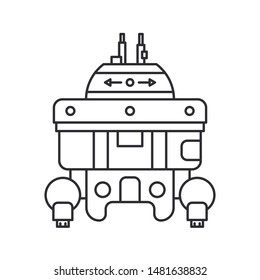 Bionic robot spine, pelvic bone prosthesis line icon. Bionic prosthesis limb. Biotechnology futuristic medicine. Future technology. Medical artificial mechanical robot implant symbol. Transplantation.
