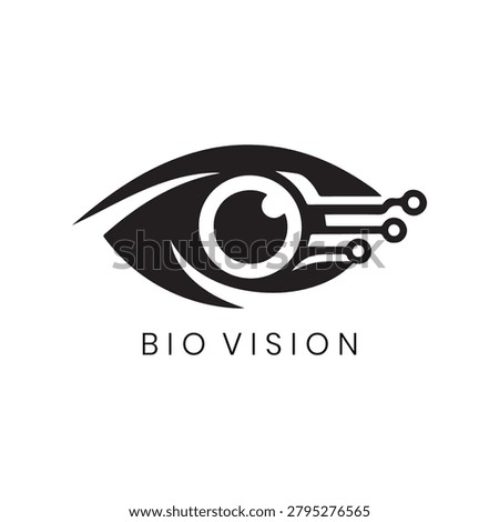 Bionic Vision Logo features an eye silhouette perfectly integrated with intricate digital circuit network lines. This visionary Bionic Vision Logo represents artificial intelligence, advanced biometrics, future optics, and high-tech security systems. Position your technology business at the forefront with this striking Bionic Vision Logo.