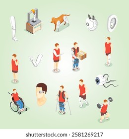 bionics technology isometric icons accessibility care 