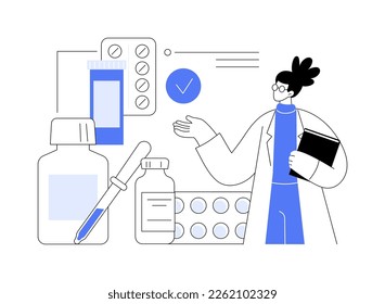 Biopharmacology products abstract concept vector illustration. Biopharmacology and personal care, biological product, medial cosmetics, natural pharmacy, nutrition supplement abstract metaphor.