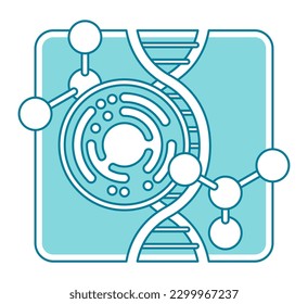 Biophysics emblem - interdisciplinary science that covers all scales of biological organization, from molecular to organismic and populations