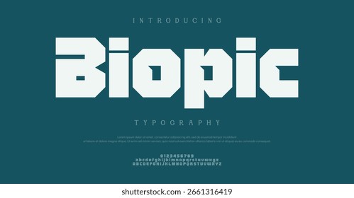 Biopic Alfabeto elegante creativo de fuente mínima. Typography minimalistic font. Ilustración vectorial