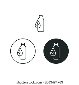 Bioplastic bottle icon isolated of outline and flat style design.